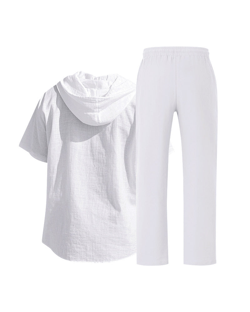 Men's Lightweight Hooded Two-Piece Set For Summer Casual Wear