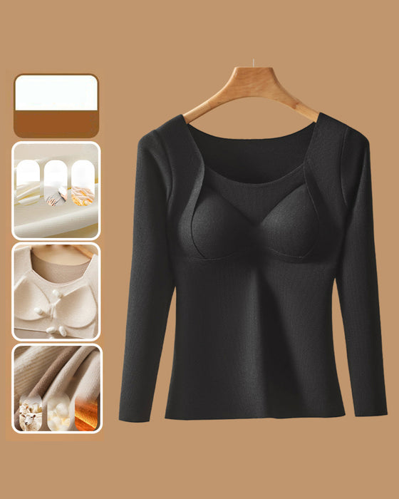 Women's Thermal Underwear Top with Bra Pads