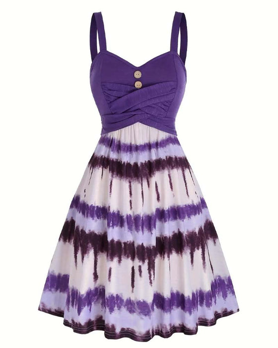 Tie-Dye Strappy Midi Dress