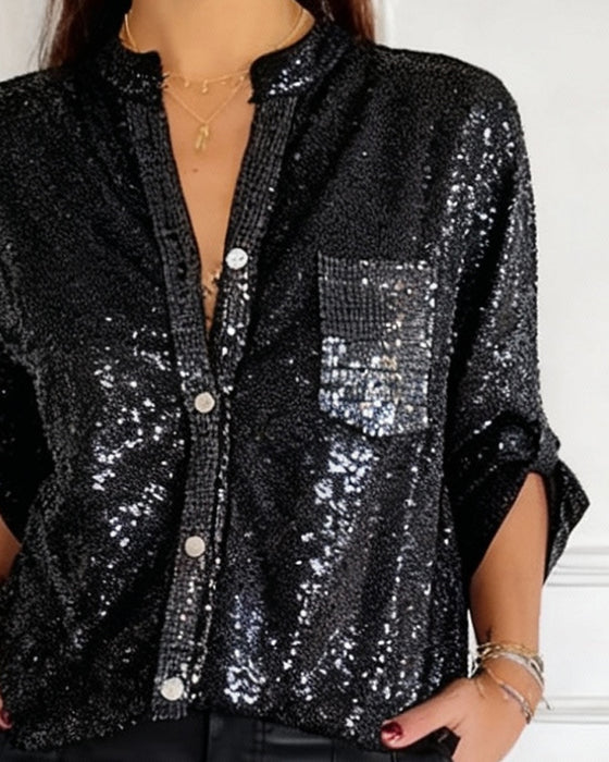 Stylish Pocket Solid Color Shirt