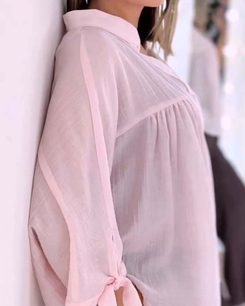 Casual Solid Color Loose Blouse