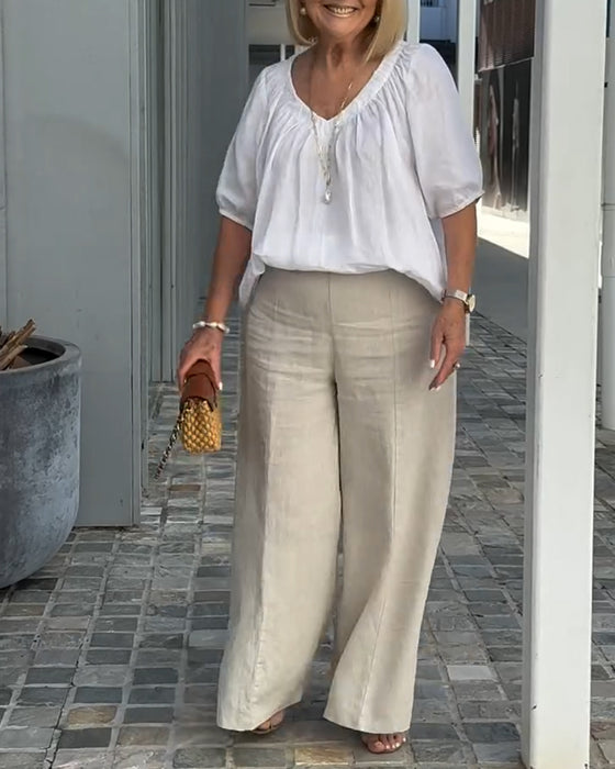 V-Neck Casual Lazy Trousers Set