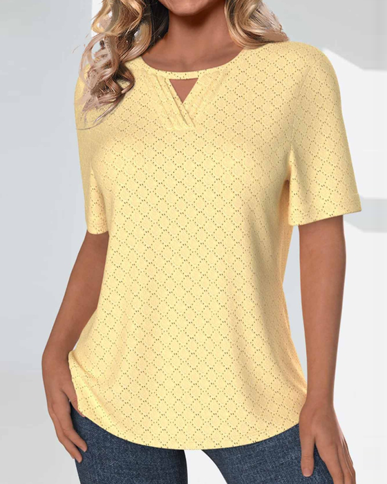 Simple solid color short-sleeve casual top