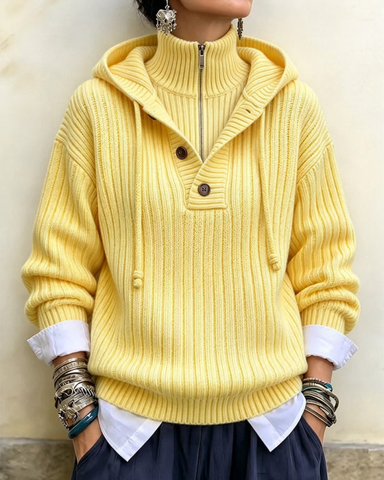 Half-Zip Hooded Drawstring Pullover