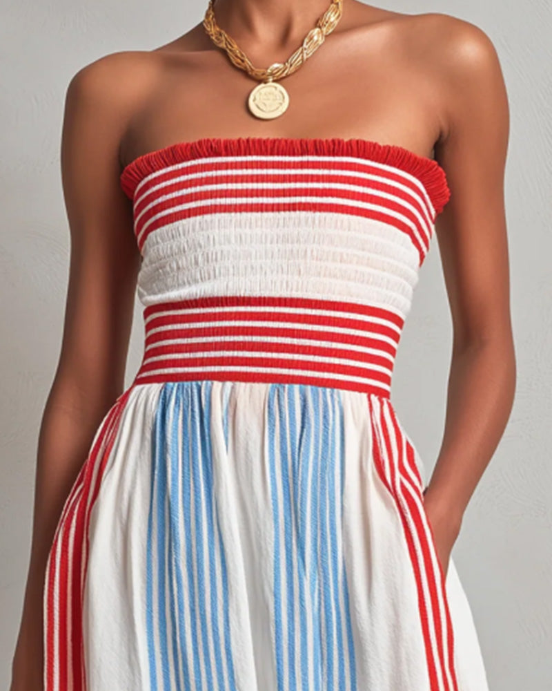 Strapless Colorful Stripe Dress