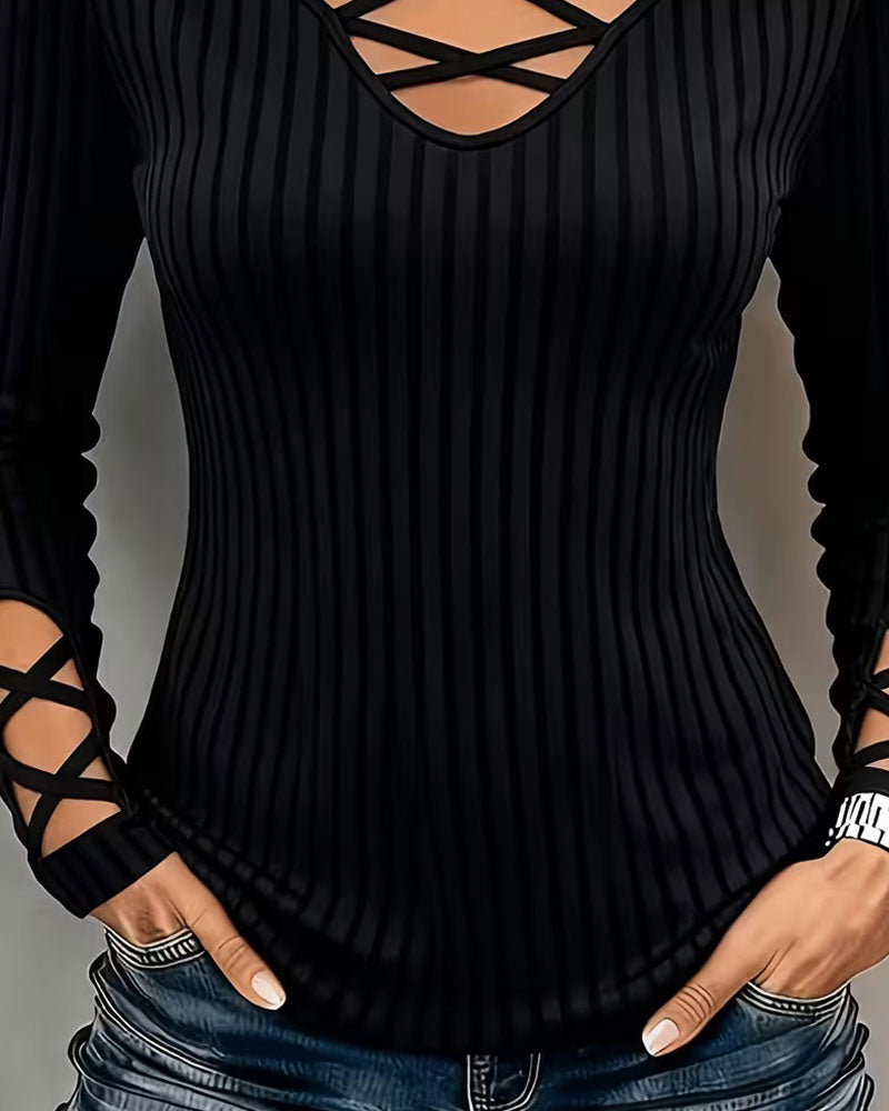 V-Neck Cross Tie Top