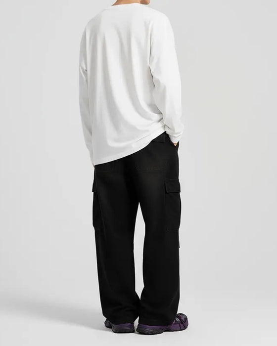 Men's Crew Neck Long-Sleeve Slit T-Shirt