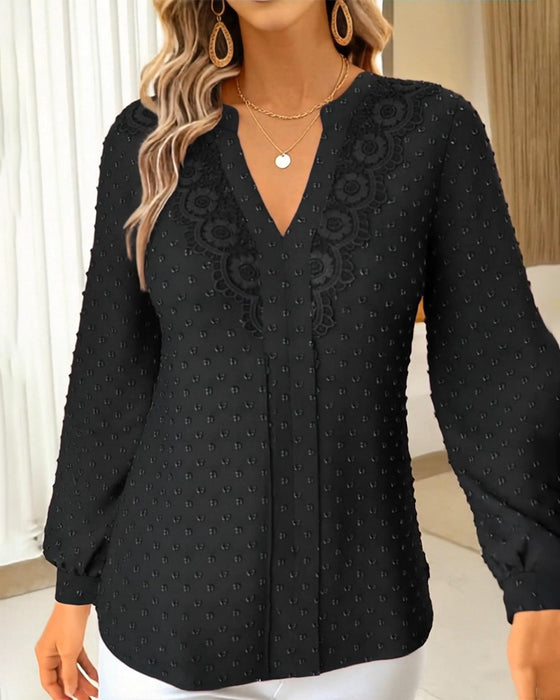 V-Neck Three-Dimensional Petal Blouse