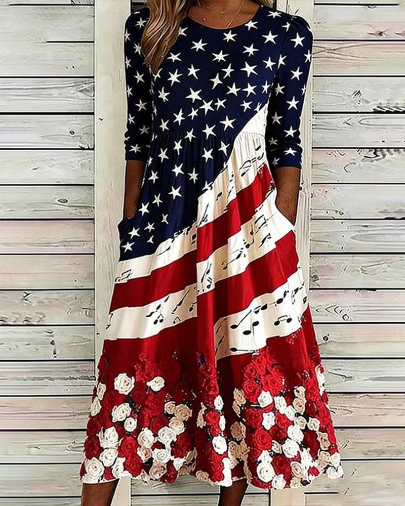 Casual Printed Midi Dress