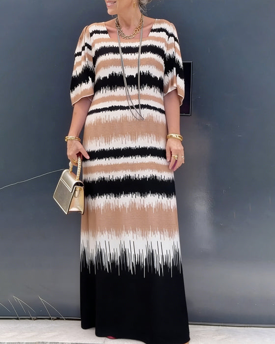 Gradient Print Floor-Length Dress