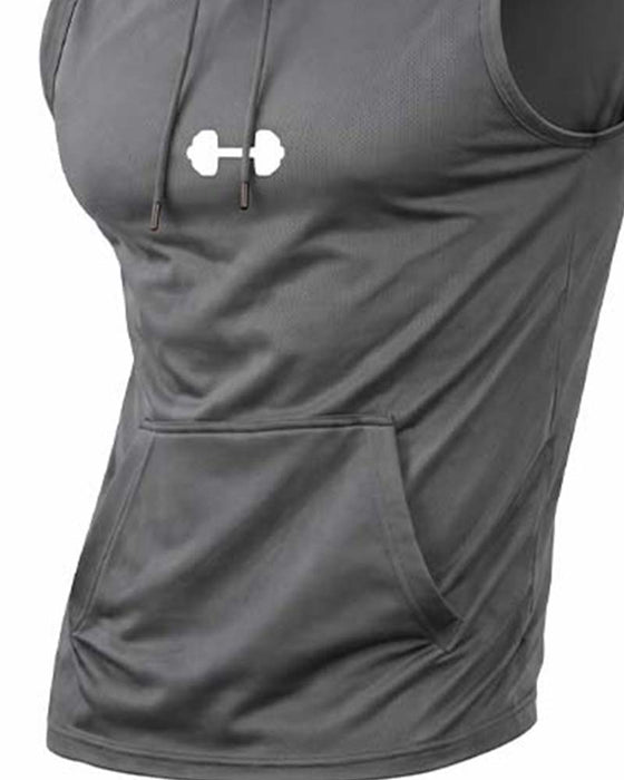 Hooded Sweatshirt Sleeveless Drawstring Tank Top