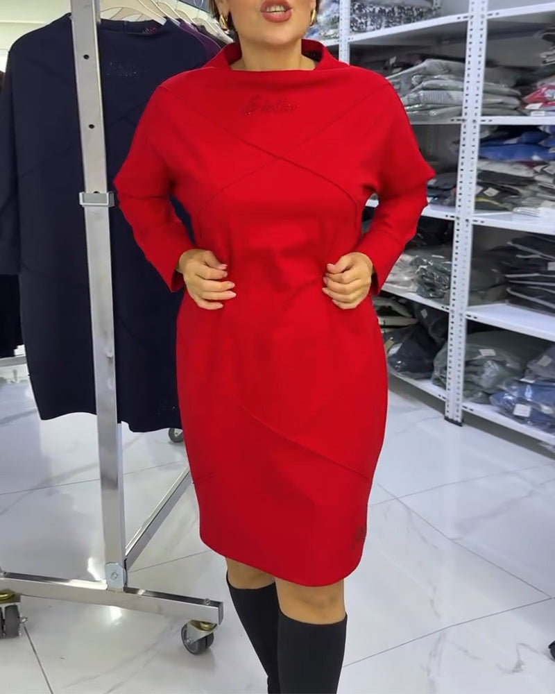 Fashionable Half-High Collar Dress
