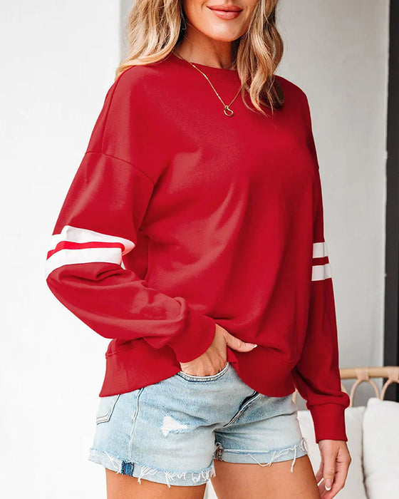 Color-Block Long-Sleeve Crew-Neck Sweatshirt