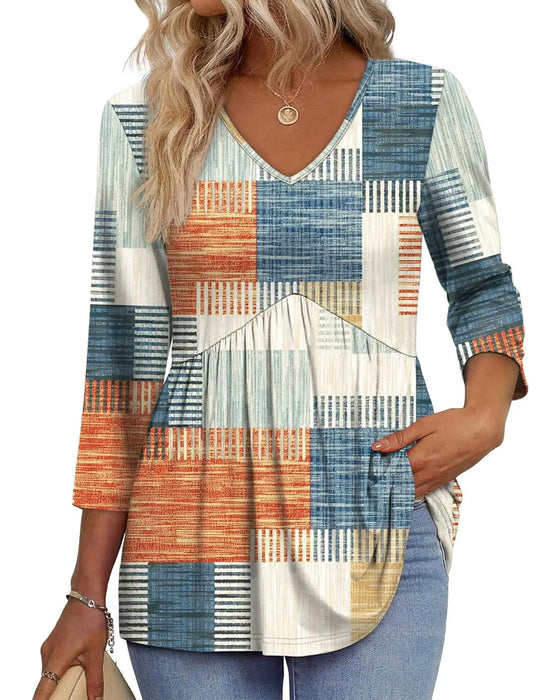 Loose Three-Quarter Sleeve Casual Blouse