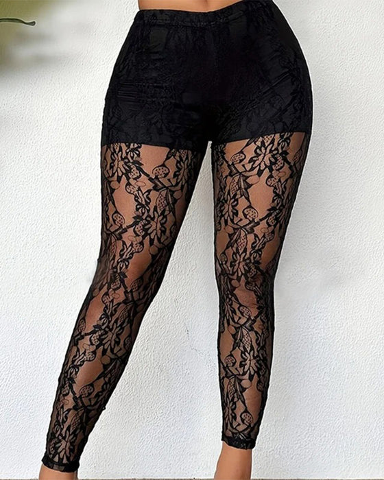 Sheer Lace Skinny Pants