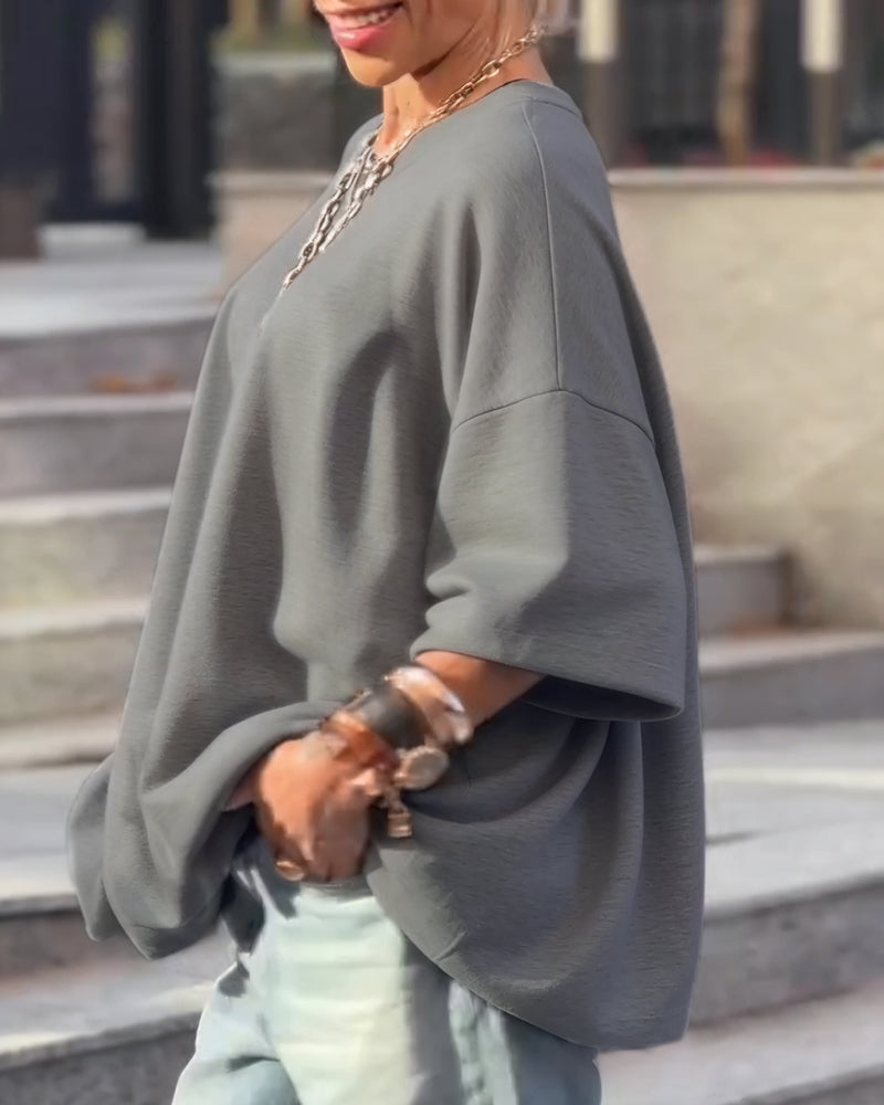 Solid Color Loose Irregular Sweatshirts
