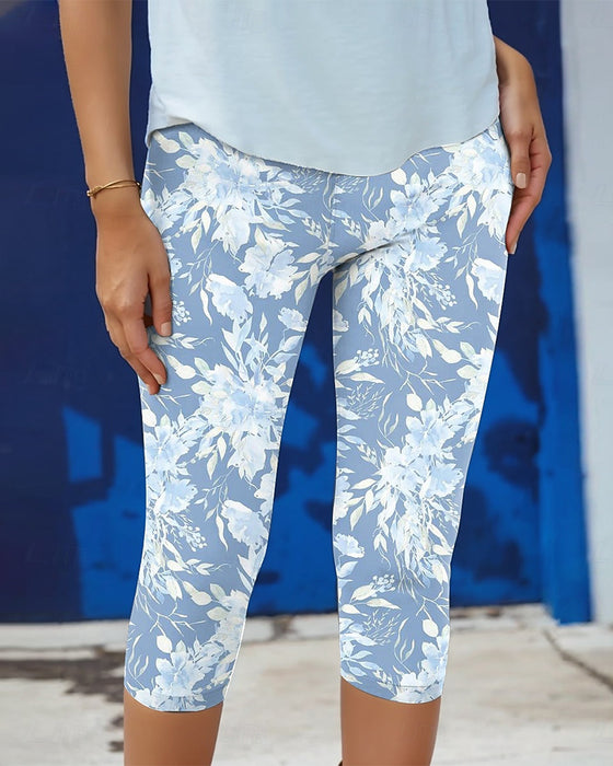 Stretch Casual Printed Cropped Pants