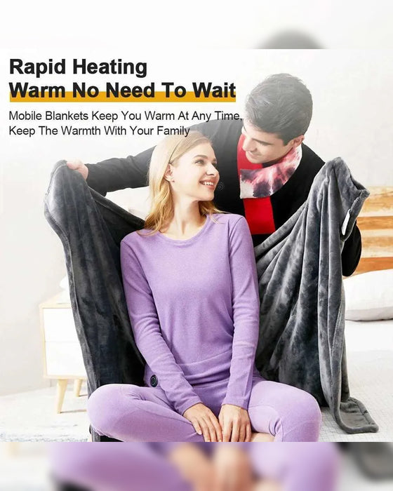 USB Heated Flannel Shawl - Portable Adjustable Electric Blanket