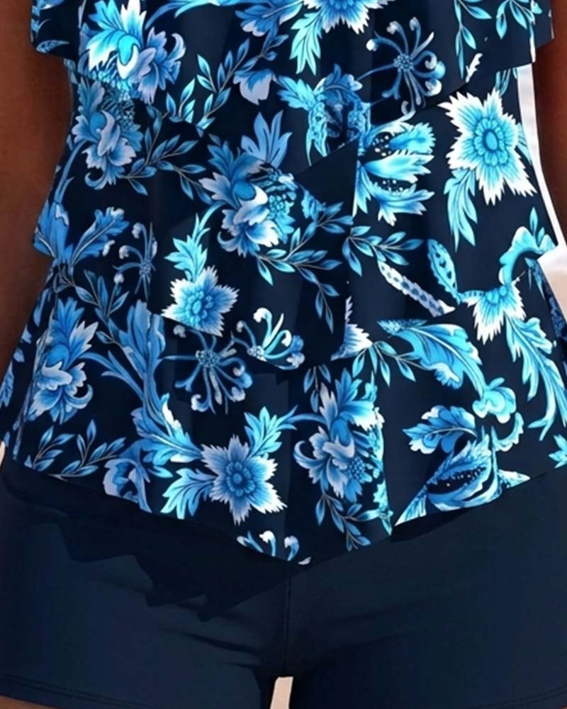 Irregular Ruffle Hem Tankini