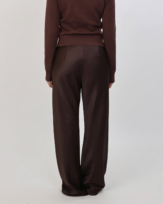 Diagonal Striped Patchwork Solid Color Wide-Leg Pants