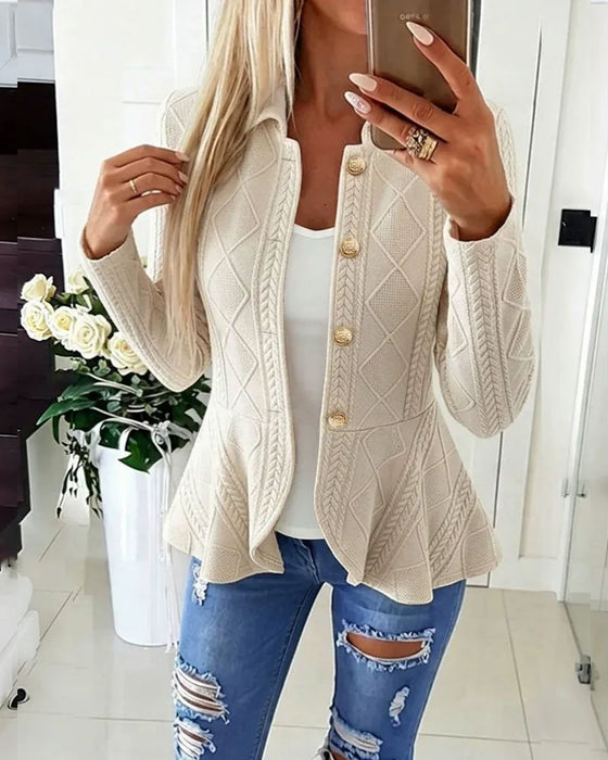 Button Casual Solid Coat