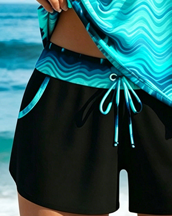 Wavy Stripe Gradient Tankinis