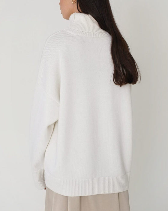 Solid color turtleneck casual sweater