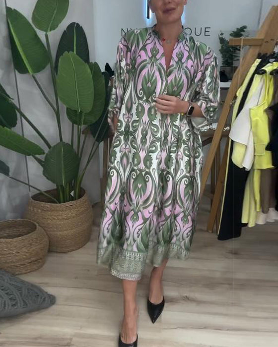 Puff Sleeve Paisley Dress