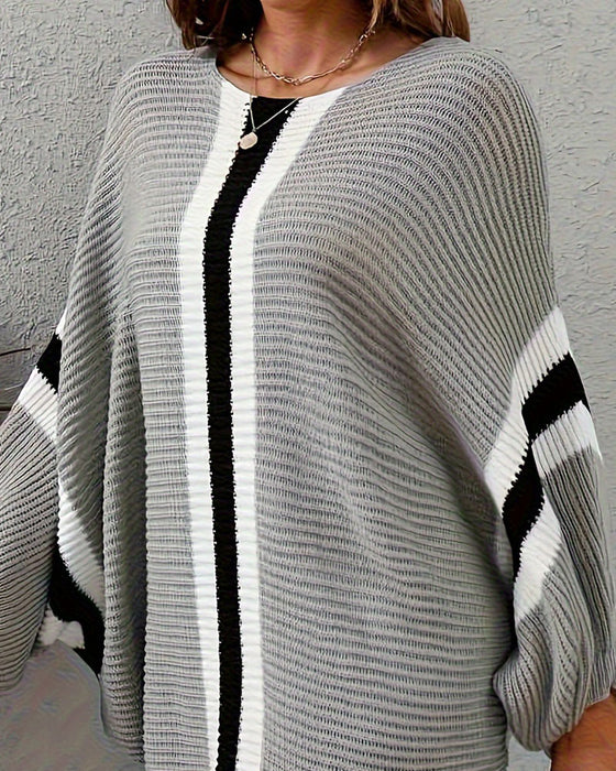 Striped Batwing Sleeve Dress