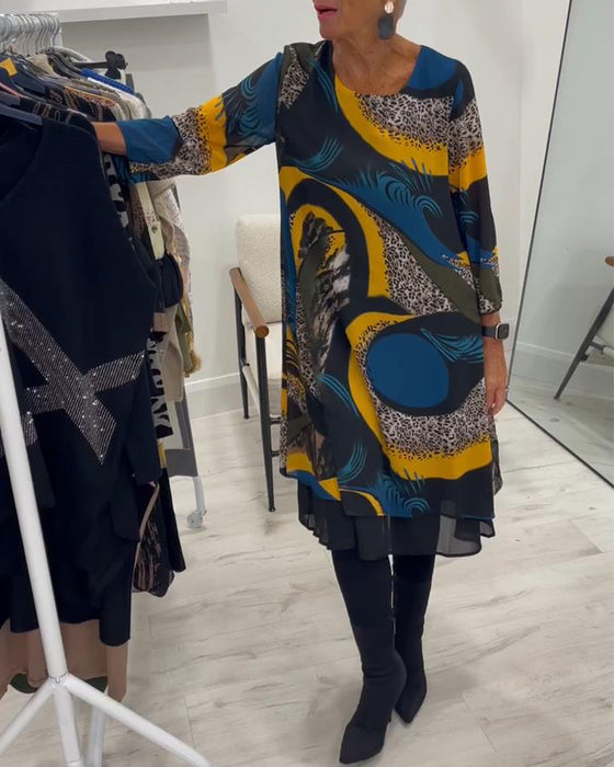 Round Neck Printed Elegant Dress