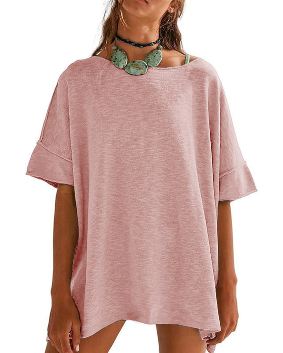 Solid Color Patchwork Half-Sleeve T-Shirt