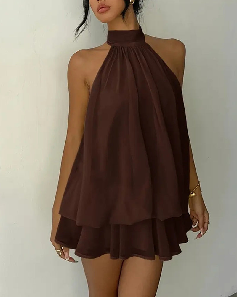 Halter Neck Chiffon Mini Dress