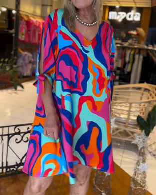 Round Neck Printed Loose Dress