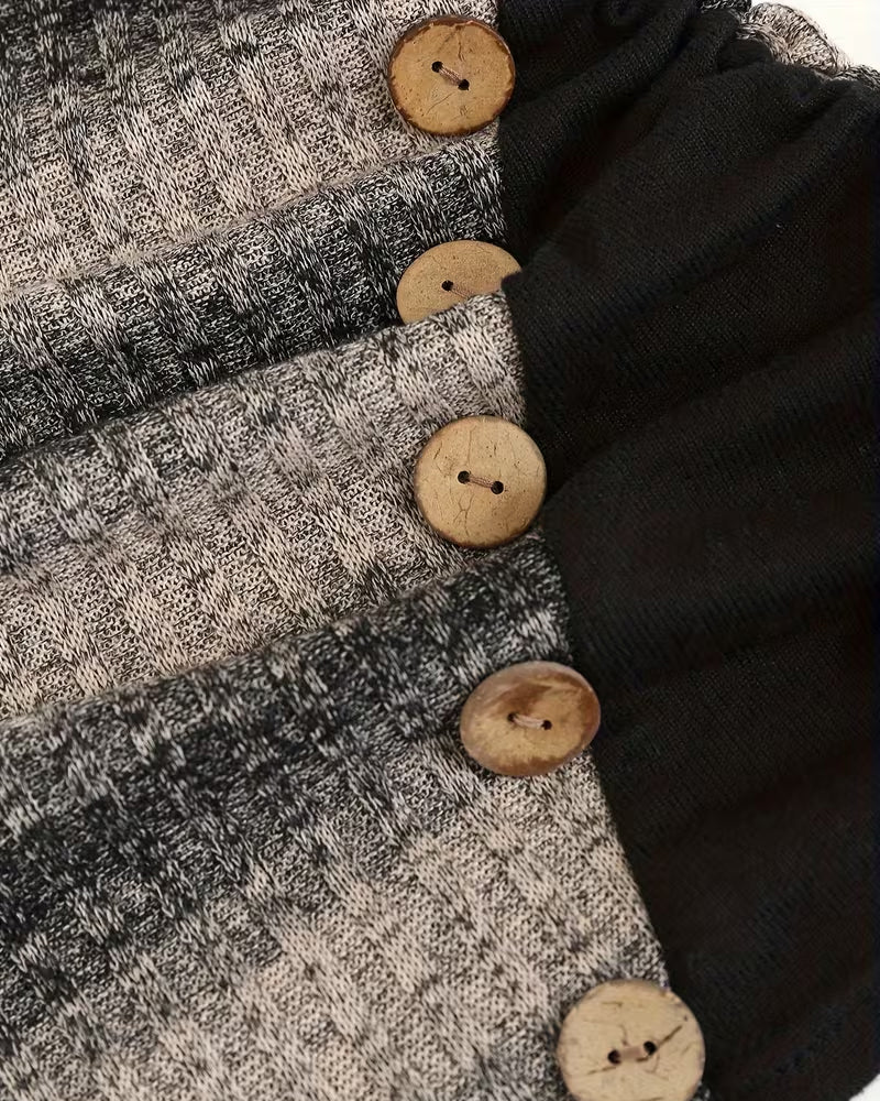 Irregular Stripe Button Sweatshirt