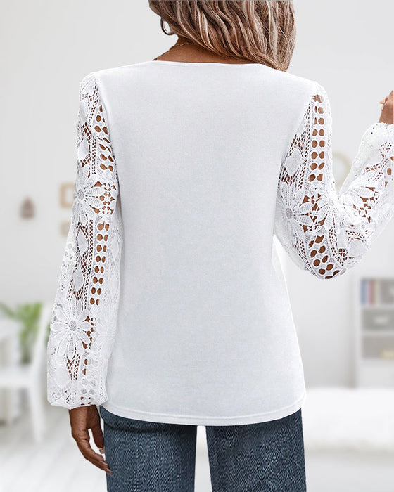Casual Blouse with Lace