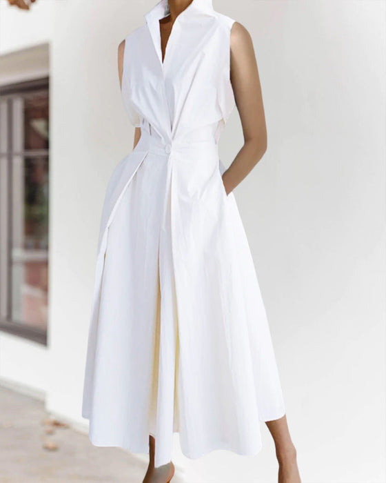 Sleeveless Stand Collar Fashion Dress