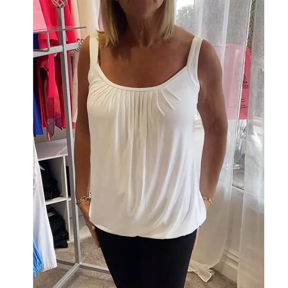Set Pleated solid casual sleeveless top