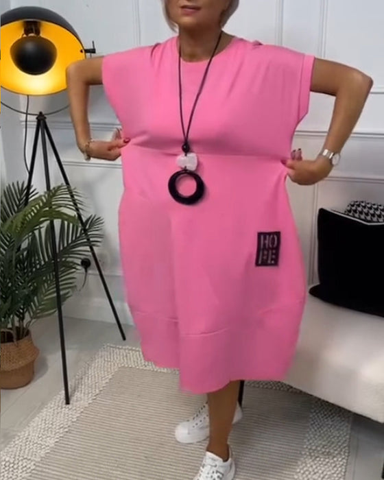 Simple letter print short sleeve casual dress