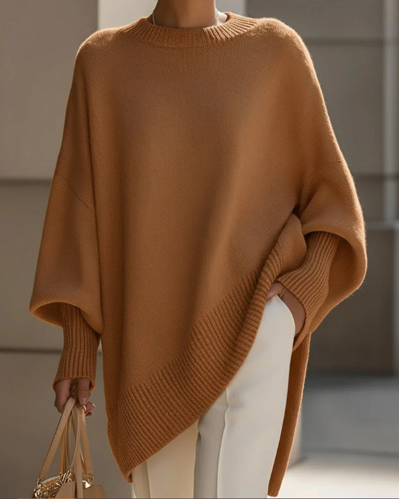 Round Neck Loose Mid-Length Pullover