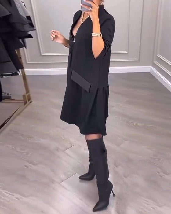 Artistic V-neck long-sleeved dress