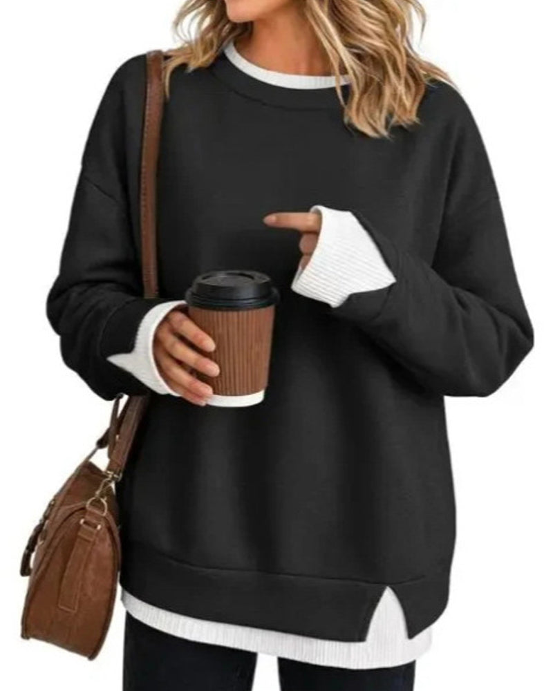 Fake Layered Loose Long Sleeve Sweatshirt