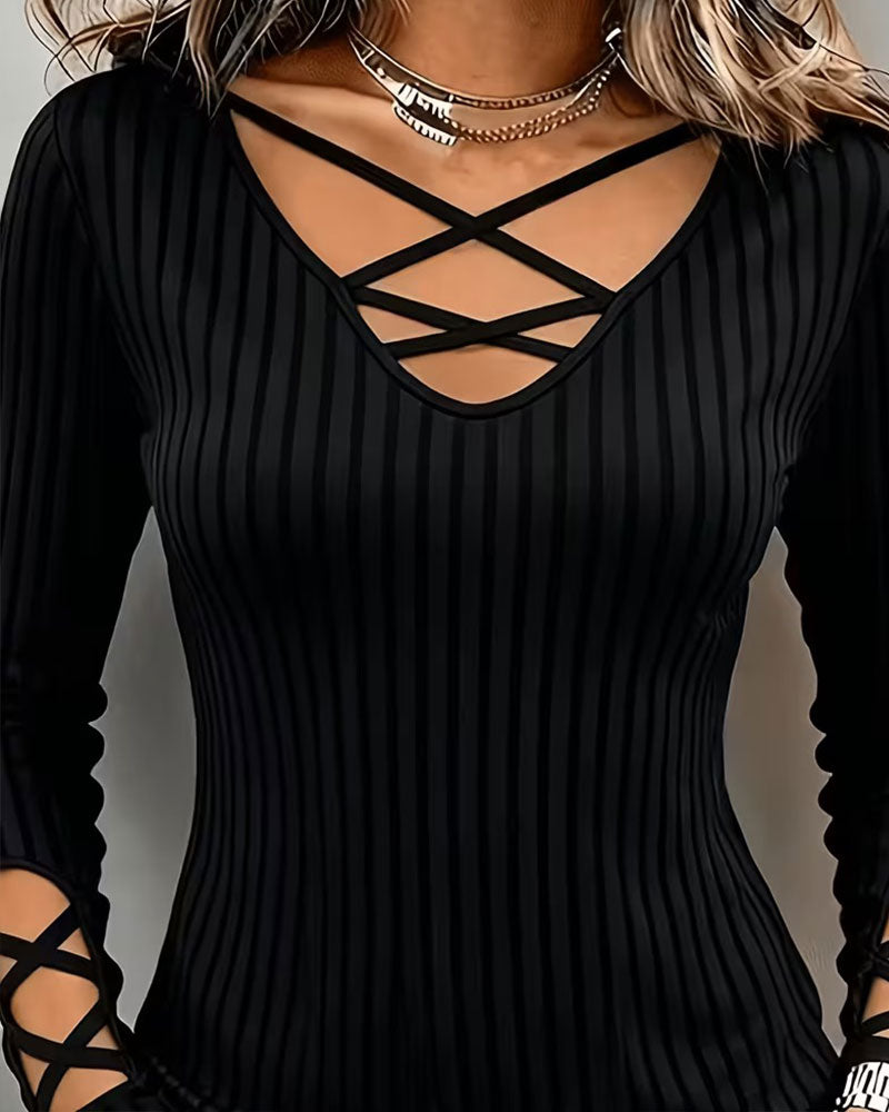 V-Neck Cross Tie Top