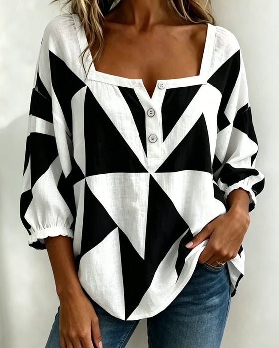 Casual Geometric Print Blouse