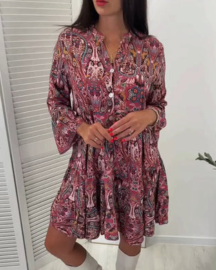 Women's romantic floral button dress