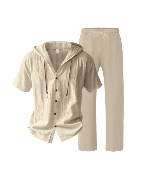Men's Lightweight Hooded Two-Piece Set For Summer Casual Wear