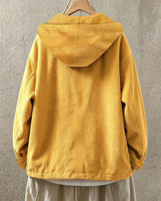 Lapel Solid Hooded Coat