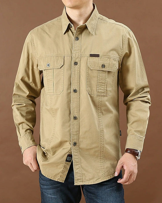 Men's Workwear Pocket Solid Color Shirt
