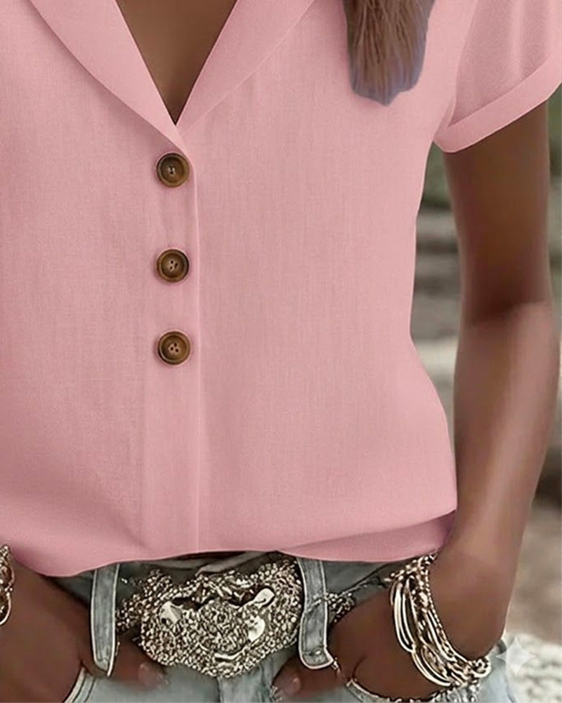 Button Down Collar Short Sleeve Shirt