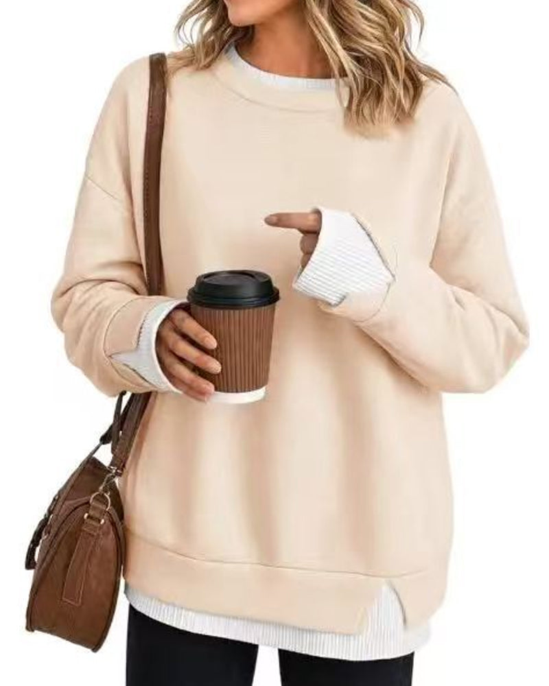 Fake Layered Loose Long Sleeve Sweatshirt