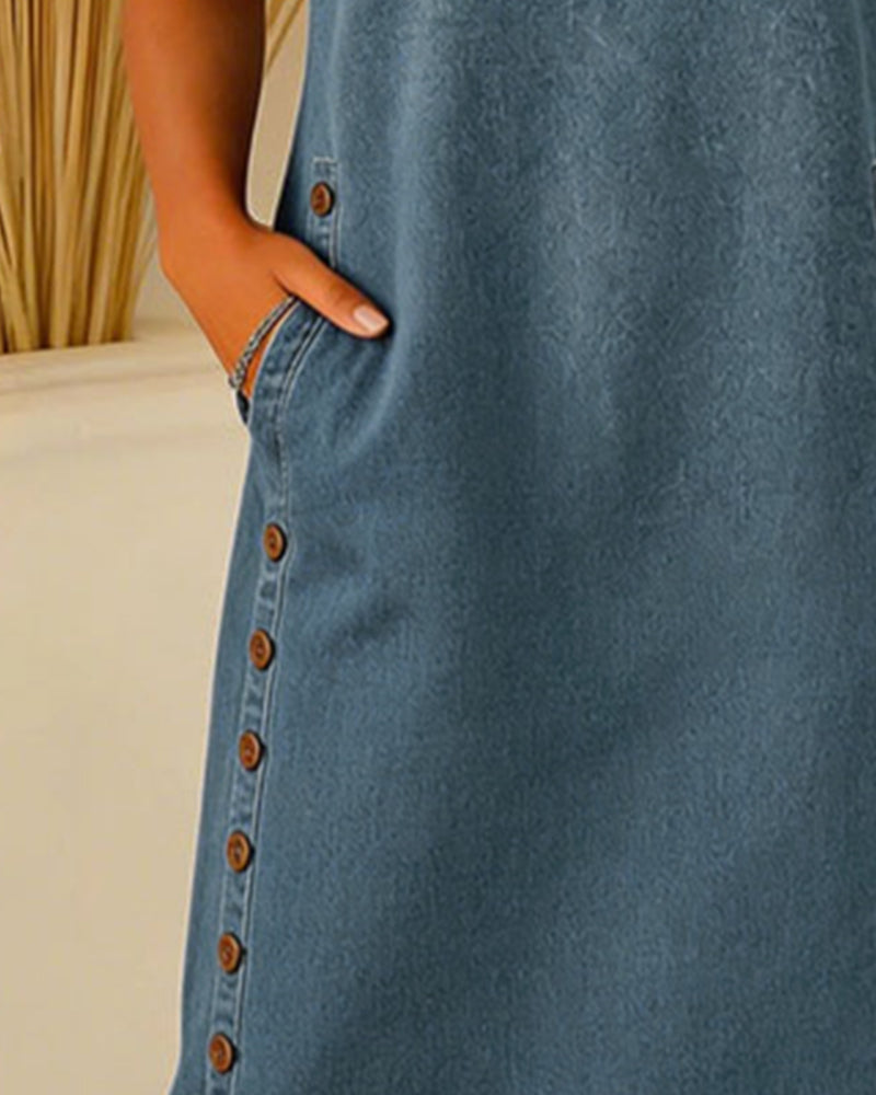 Button-Down Casual Denim Dress